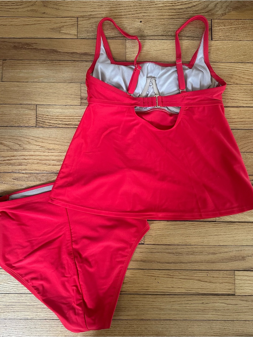 Kona Sol Bright Red Tankini Top & High Waist Bottoms - Picture 2 of 5